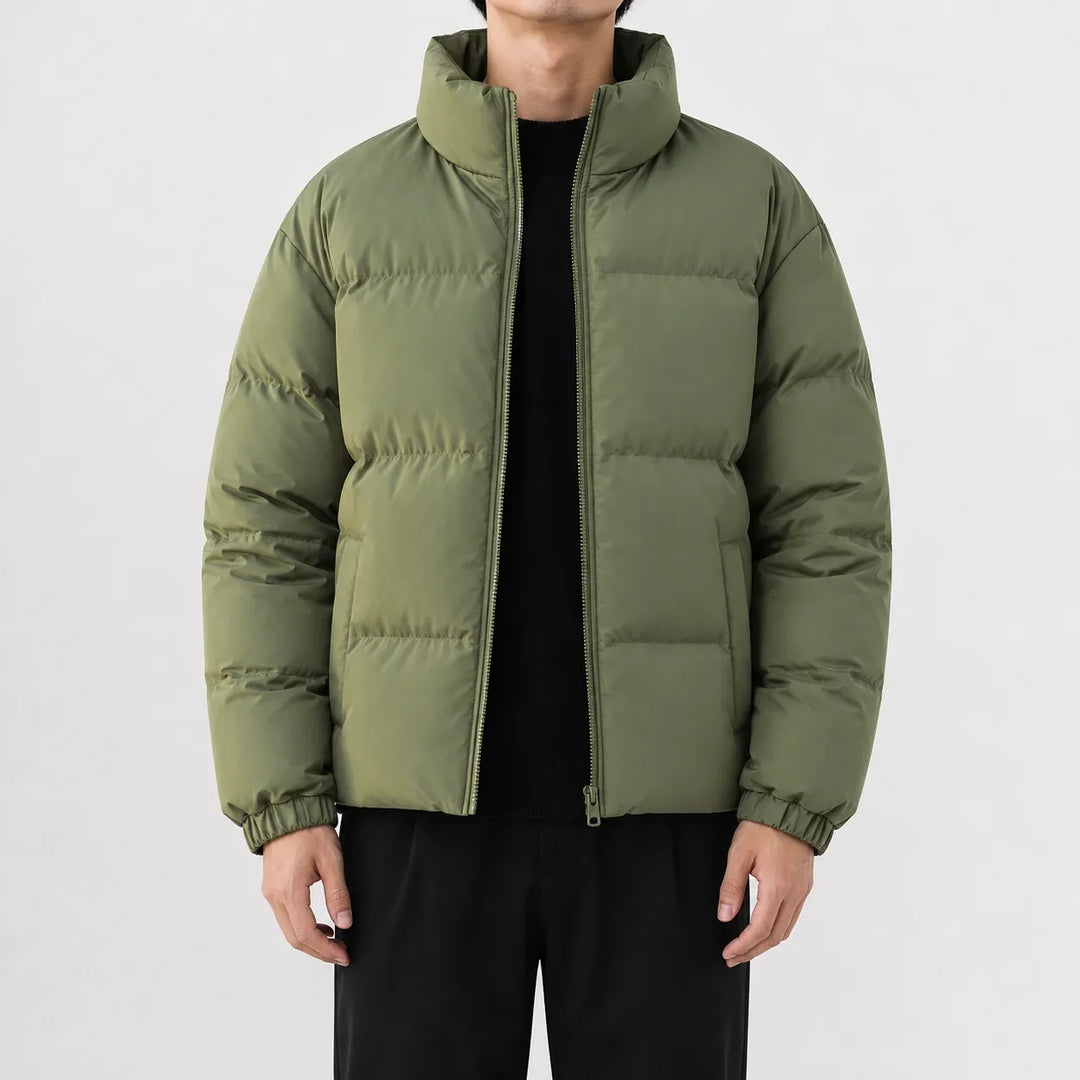 Veste Volumineuse à Col Montant – Vert Olive