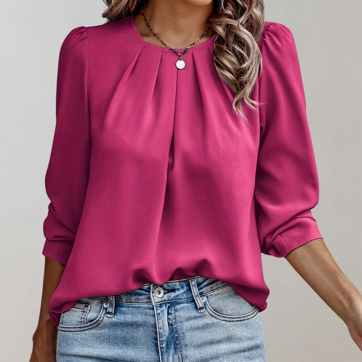 Top Élégant à Manches Bouffantes – Rose