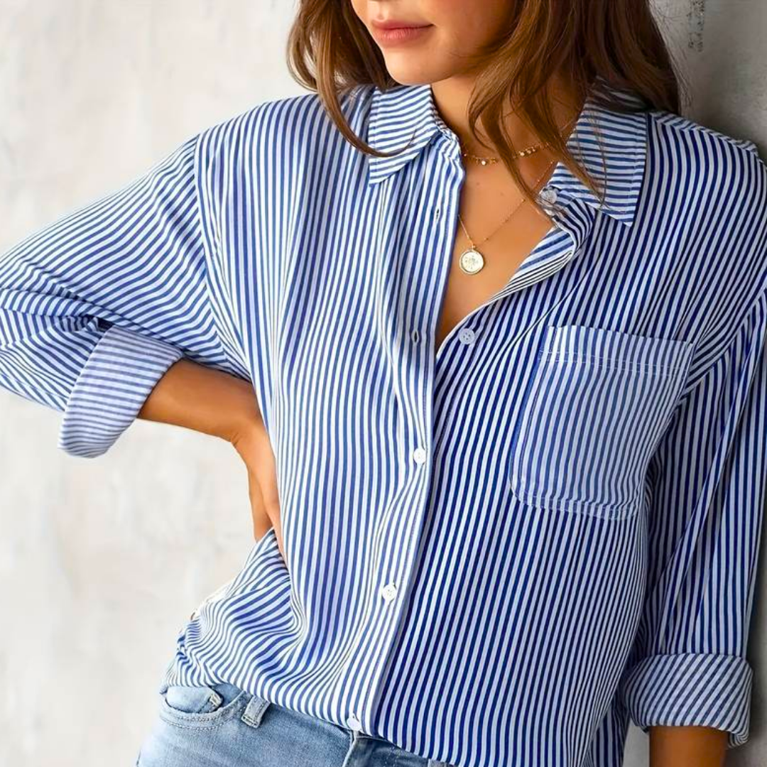 Top Rayé à Coupe Décontractée – Bleu
