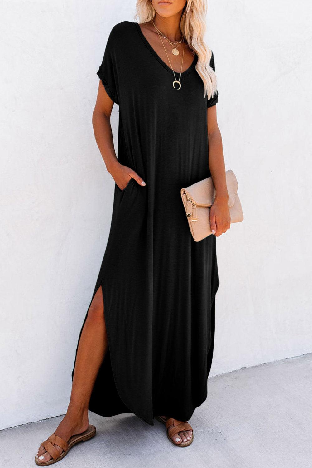 Robe Maxi | Mélange de Coton | Coupe Décontractée avec Fente