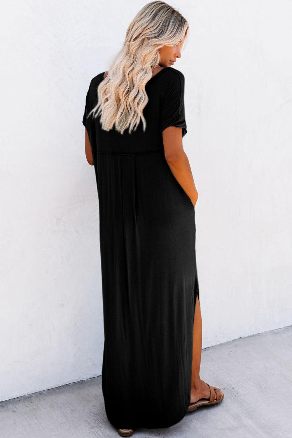 Robe Maxi | Mélange de Coton | Coupe Décontractée avec Fente