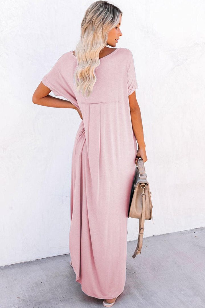Robe Maxi | Mélange de Coton | Coupe Décontractée avec Fente