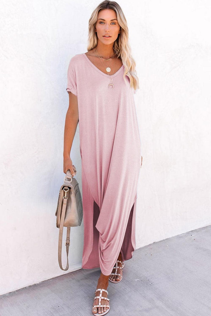 Robe Maxi | Mélange de Coton | Coupe Décontractée avec Fente