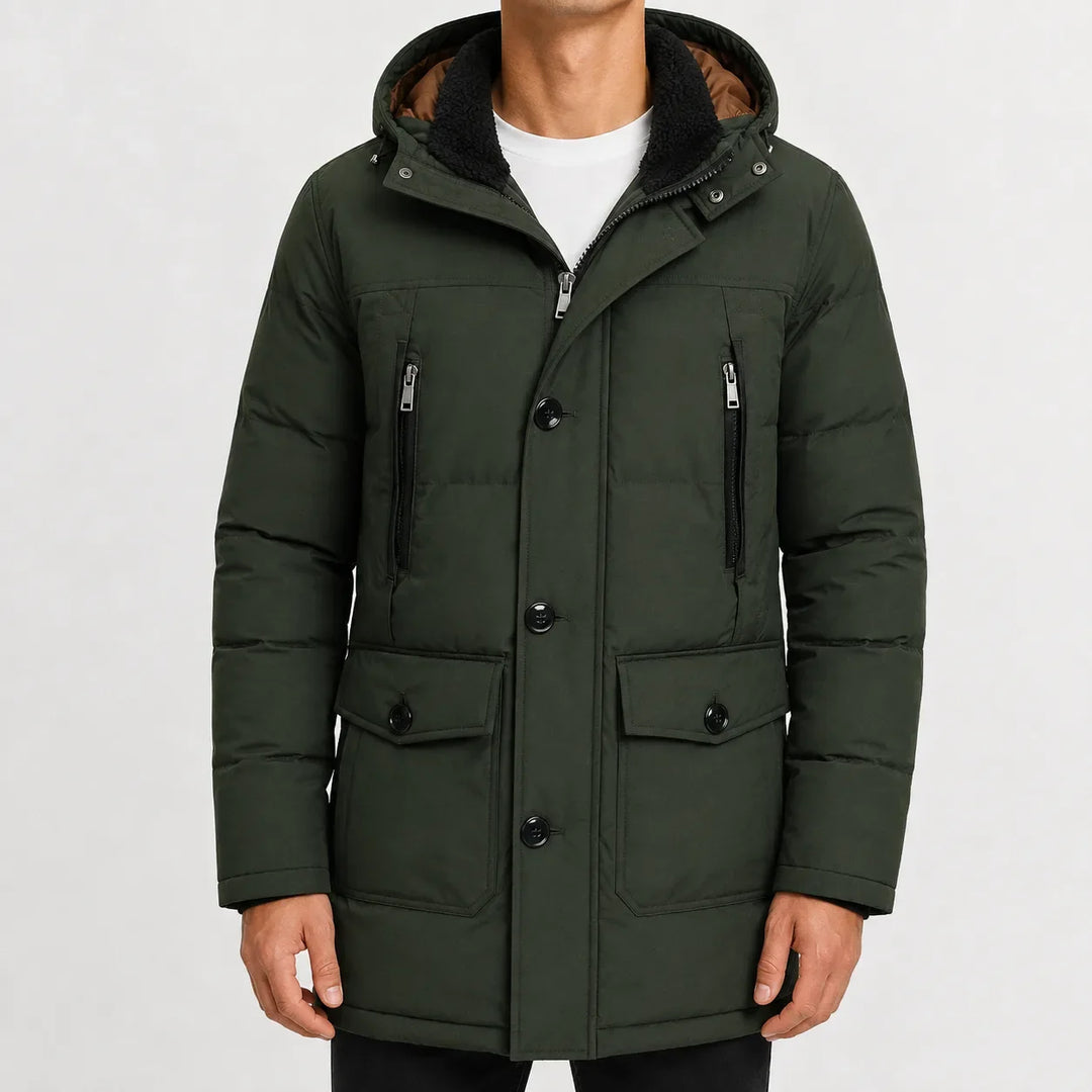 Manteau d'Hiver Homme à Capuche – Vert Forêt