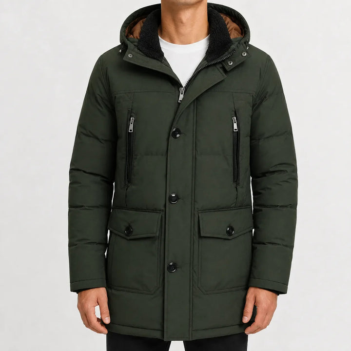 Manteau d'Hiver Homme à Capuche – Vert Forêt