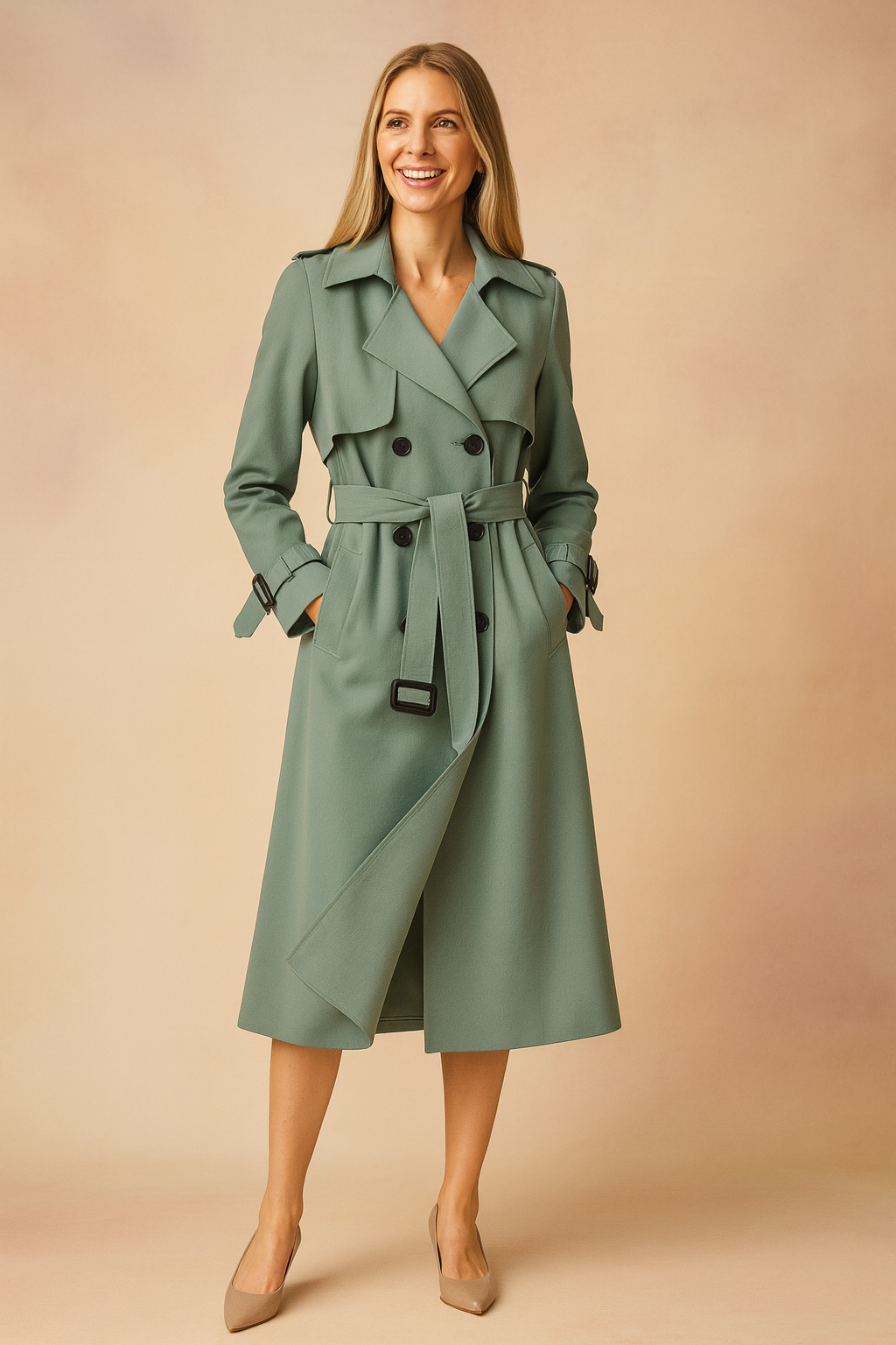 Manteau Style Trench Classique – Vert