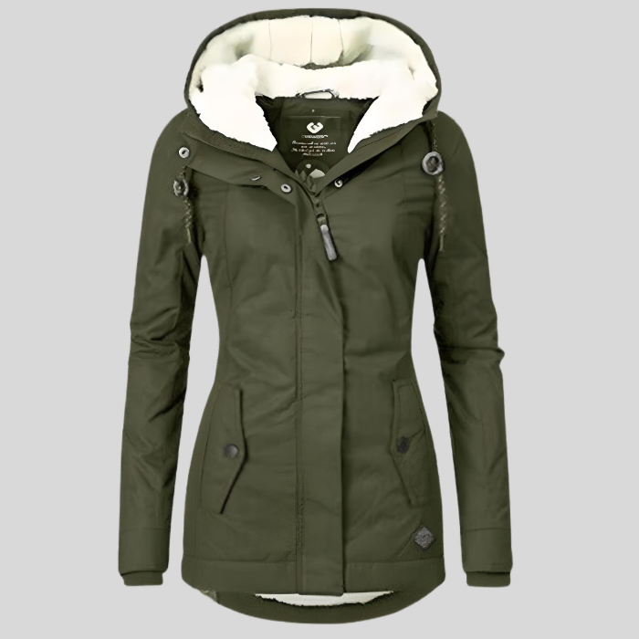 Veste Longue Hivernale à Capuche – Vert