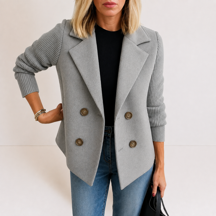 Veste blazer à manches texturées – Gris