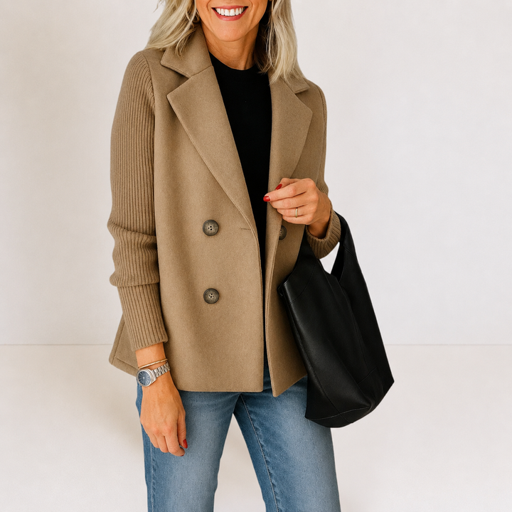 Veste blazer à manches texturées – Kaki