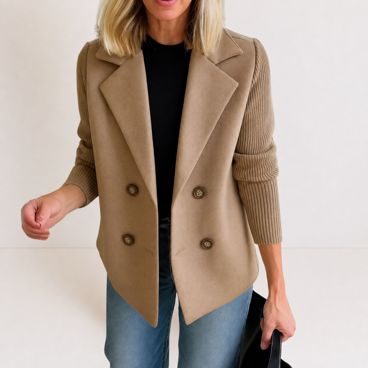 Veste blazer à manches texturées – Marron
