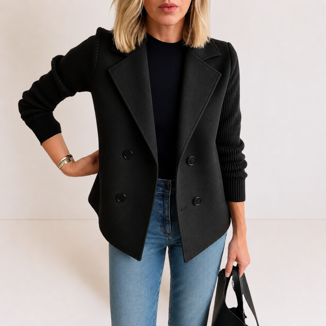 Veste blazer à manches texturées – Noir