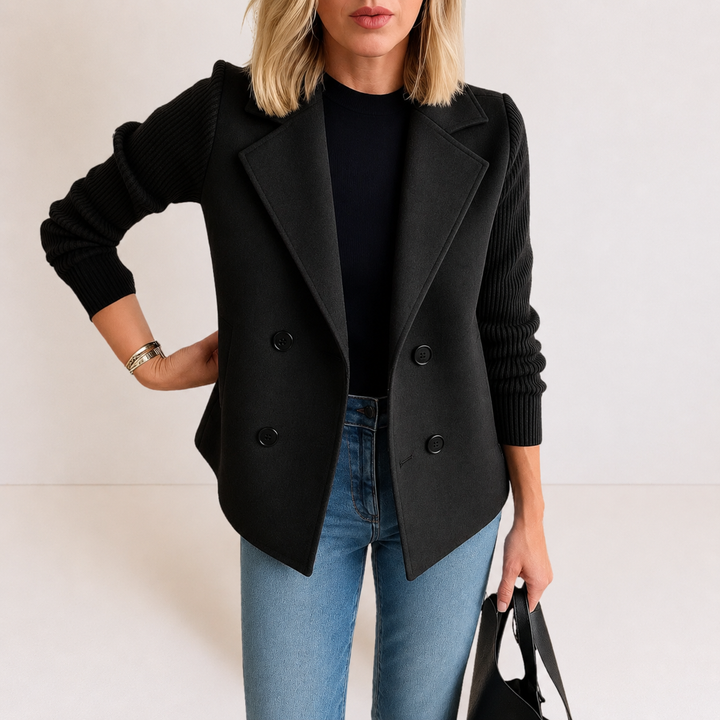 Veste blazer à manches texturées – Noir