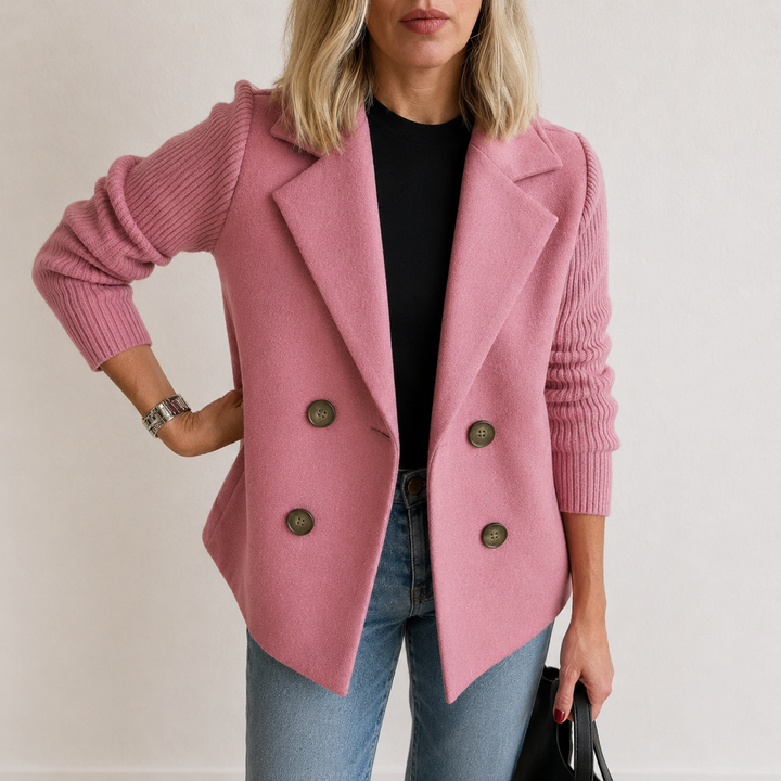Veste blazer à manches texturées – Rose