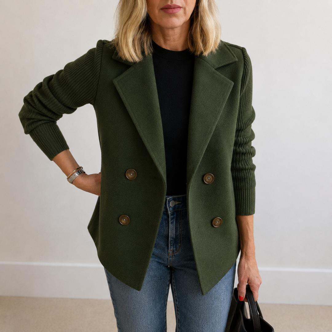 Veste blazer à manches texturées – Vert