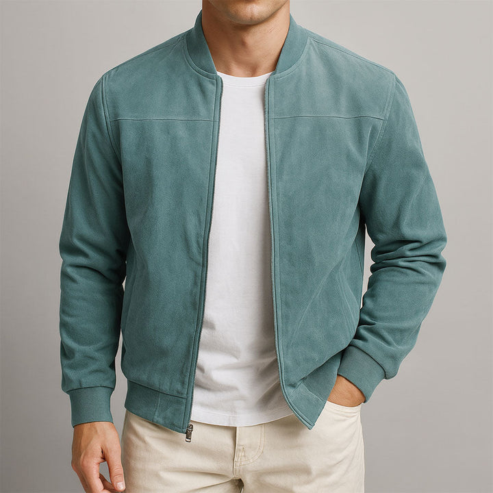 Veste Bomber Minimaliste – Bleu Canard