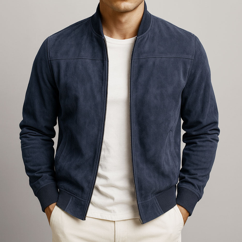 Veste Bomber Minimaliste – Bleu Marine