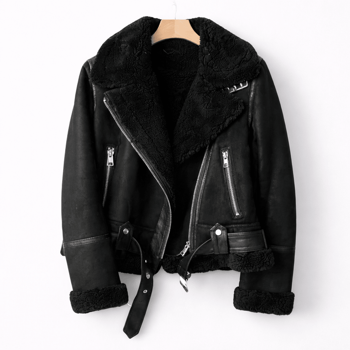 Veste Ceinturée à Col Douillet – Noir