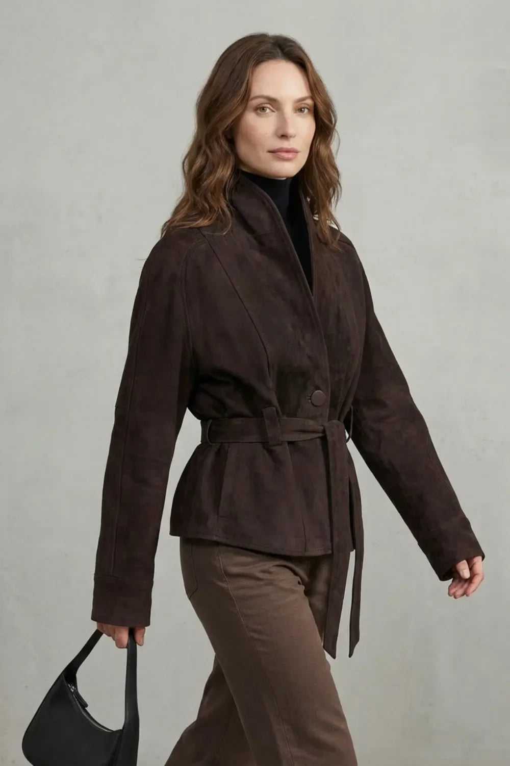 Veste Ceinturée à Col Montant