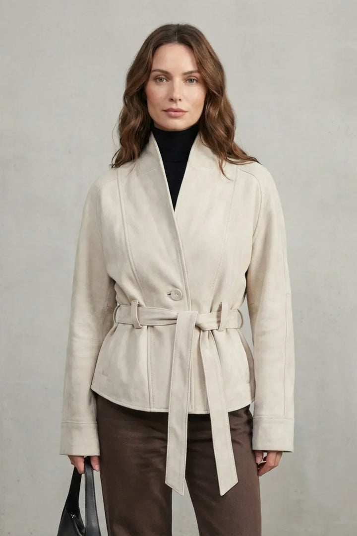 Veste Ceinturée à Col Montant