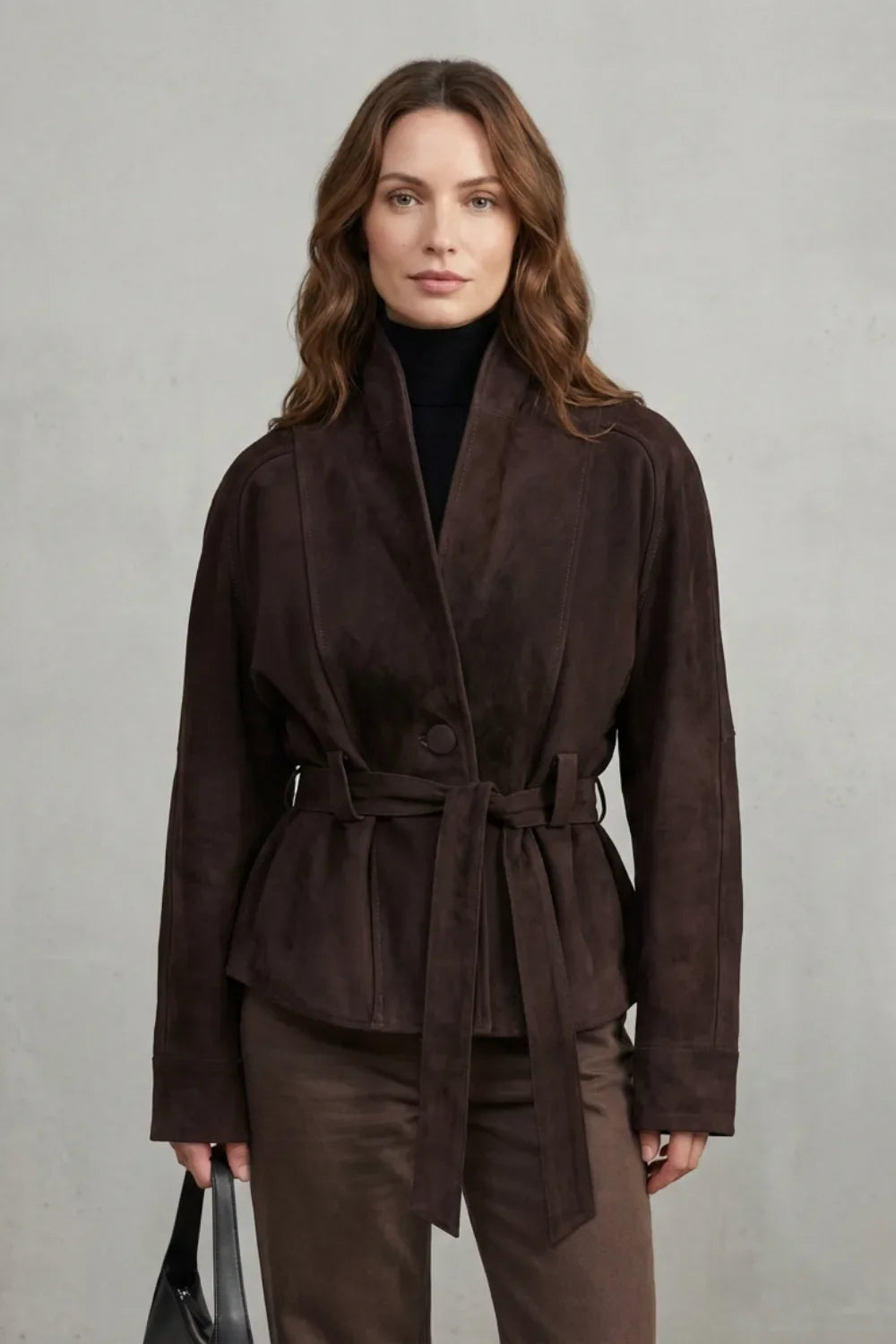 Veste Ceinturée à Col Montant