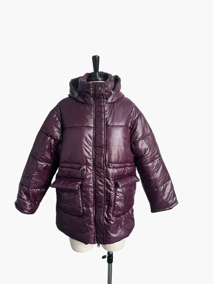 Veste Chaude à Silhouette Cintrée – Rouge