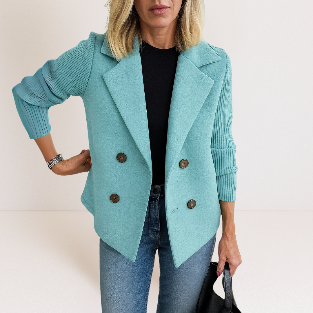 Veste Cintrée à Manches Texturées – Bleu Clair