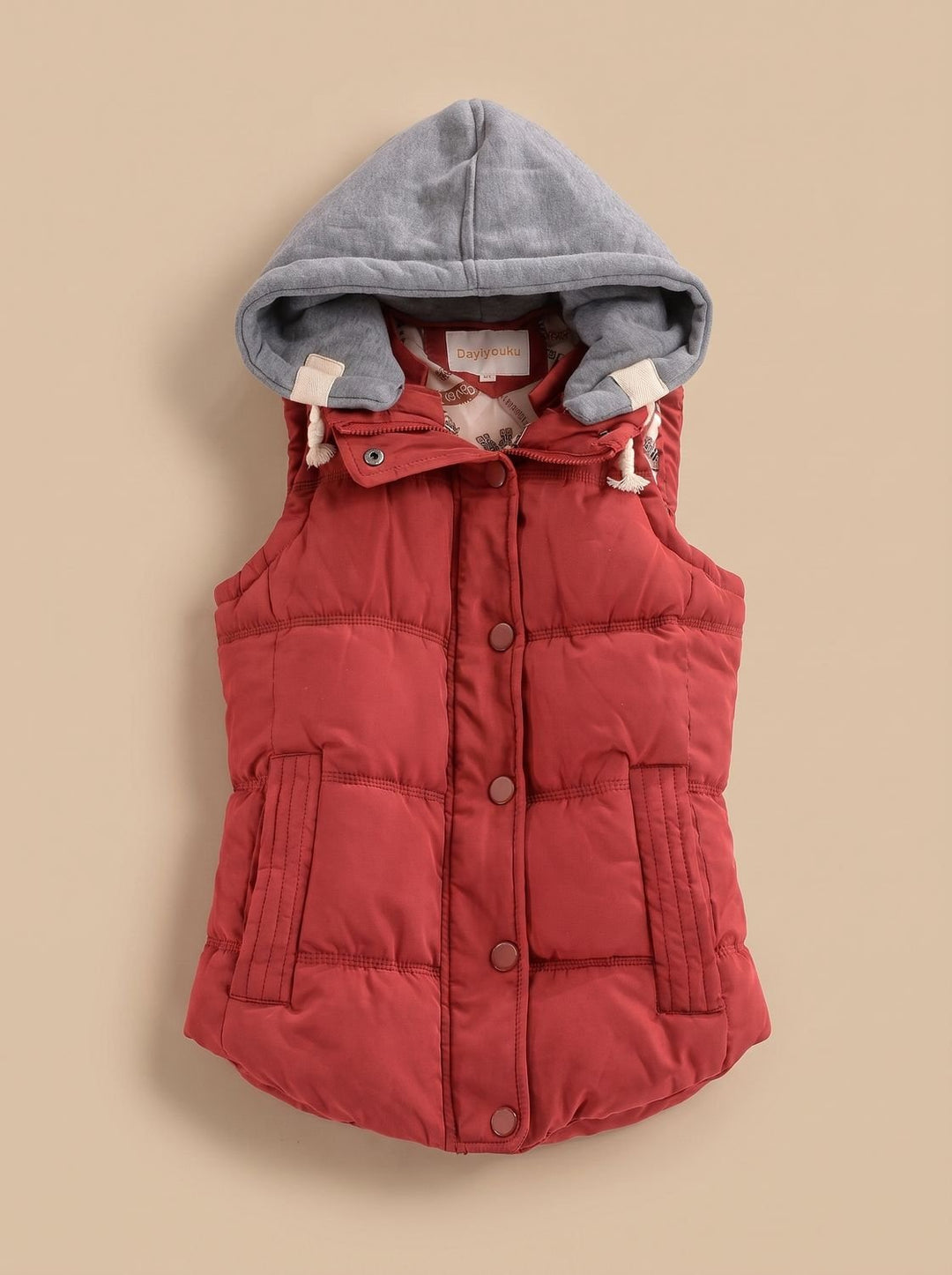 Veste Cintrée à Capuche Amovible – Bordeaux