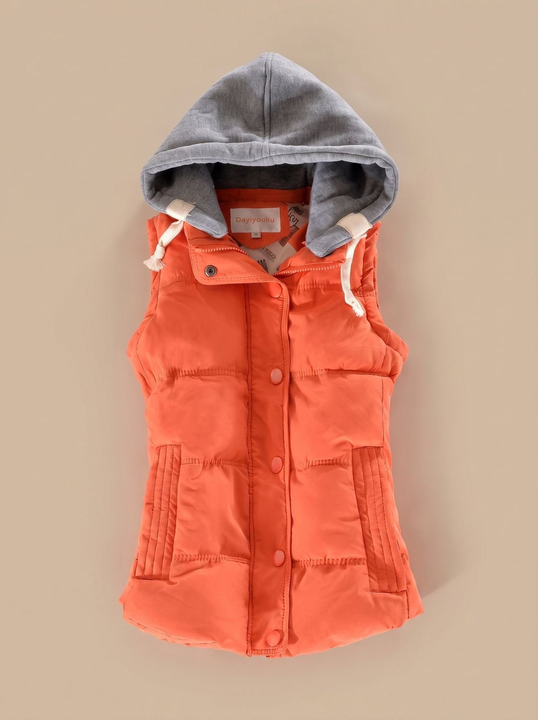 Veste Cintrée à Capuche Amovible – Orange