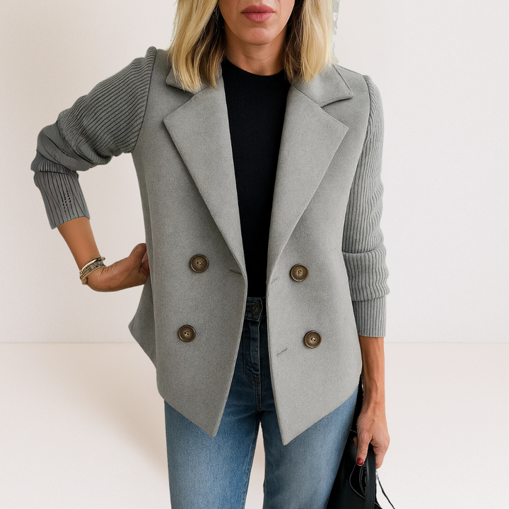 Veste Cintrée à Manches Texturées – Gris