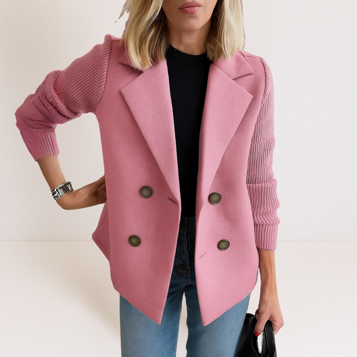 Veste Cintrée à Manches Texturées – Rose