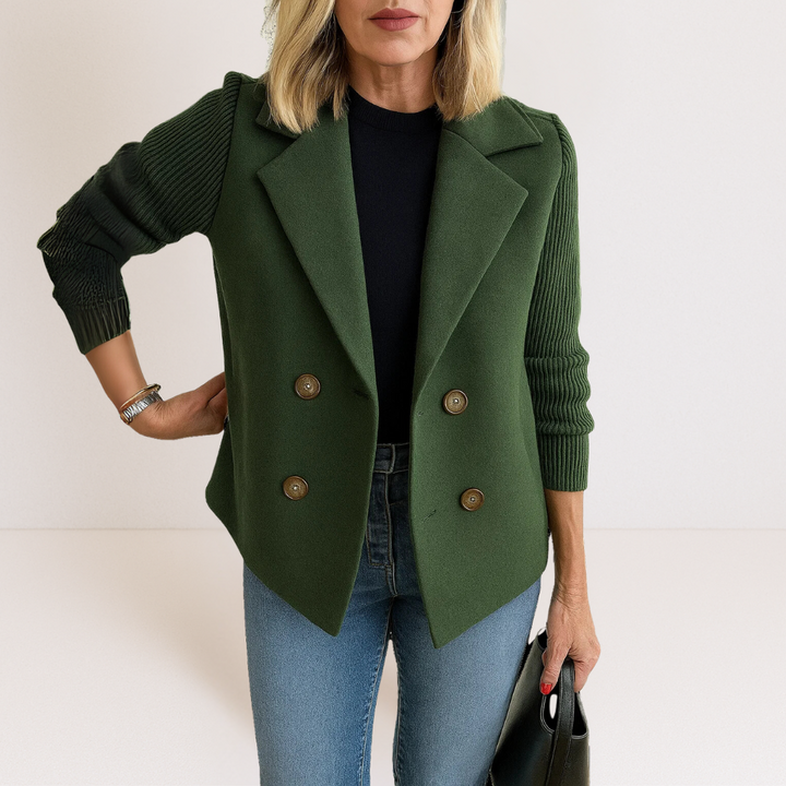 Veste Cintrée à Manches Texturées – Vert