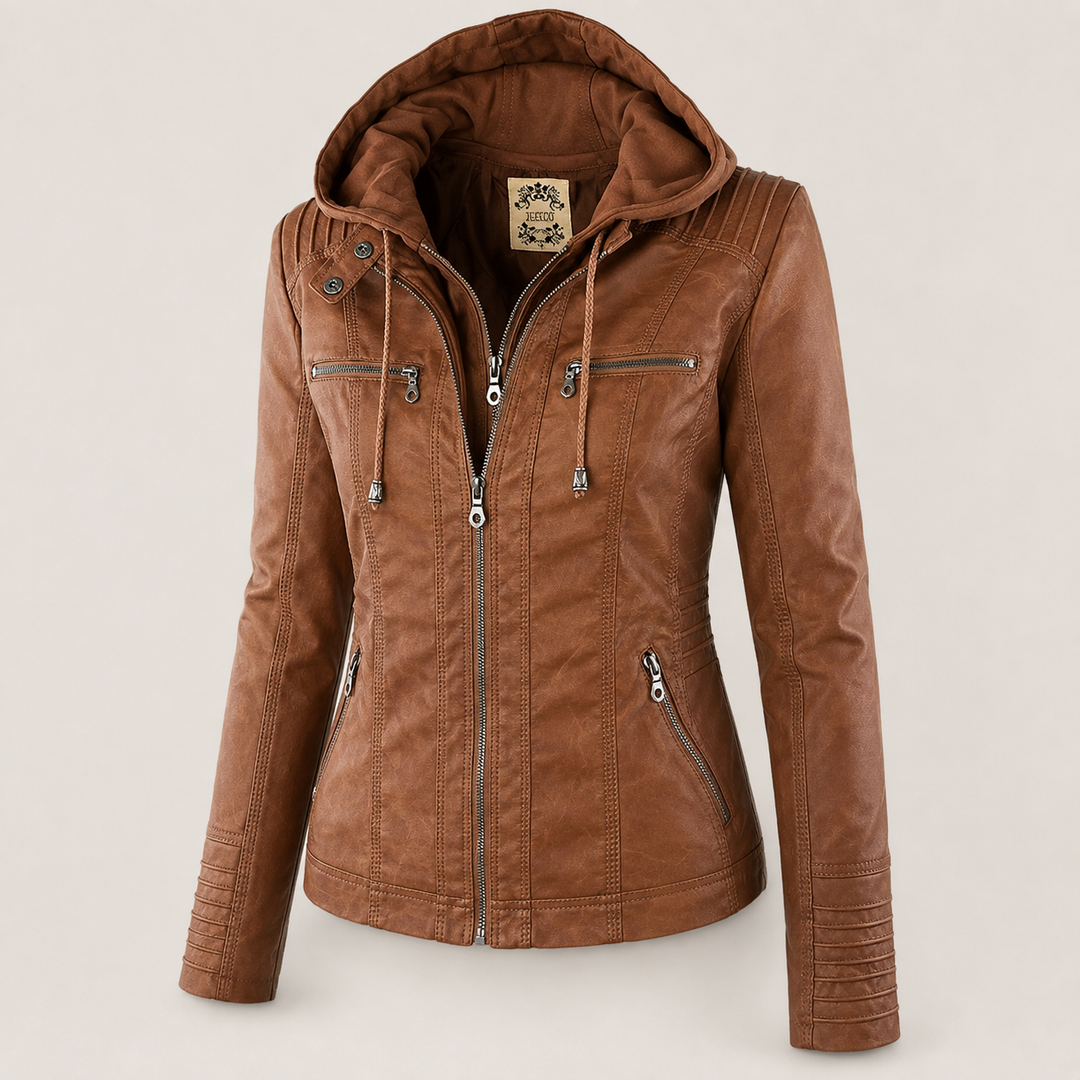 Veste cintrée avec capuche – Marron Clair