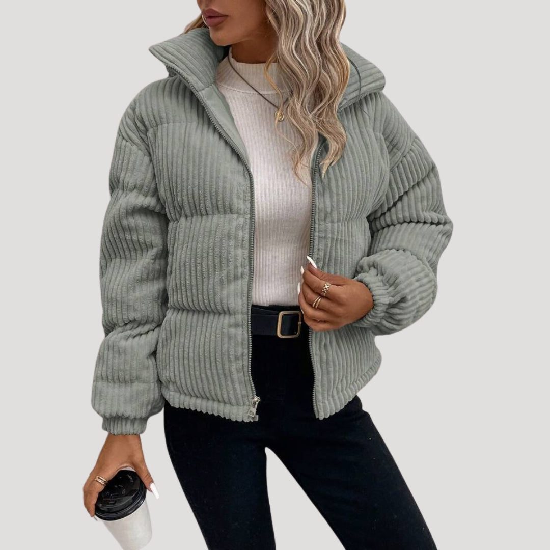 Veste Côtelée Style Bomber – Gris