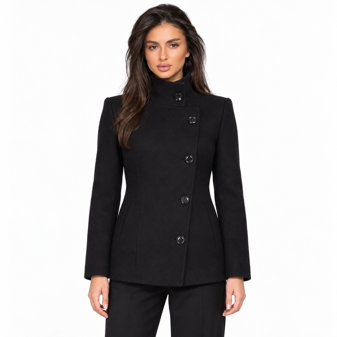 Veste Courte à Boutonnage Décalé – Noir