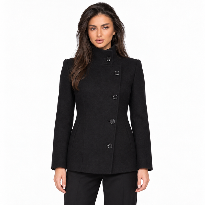 Veste Courte à Boutonnage Décalé – Noir