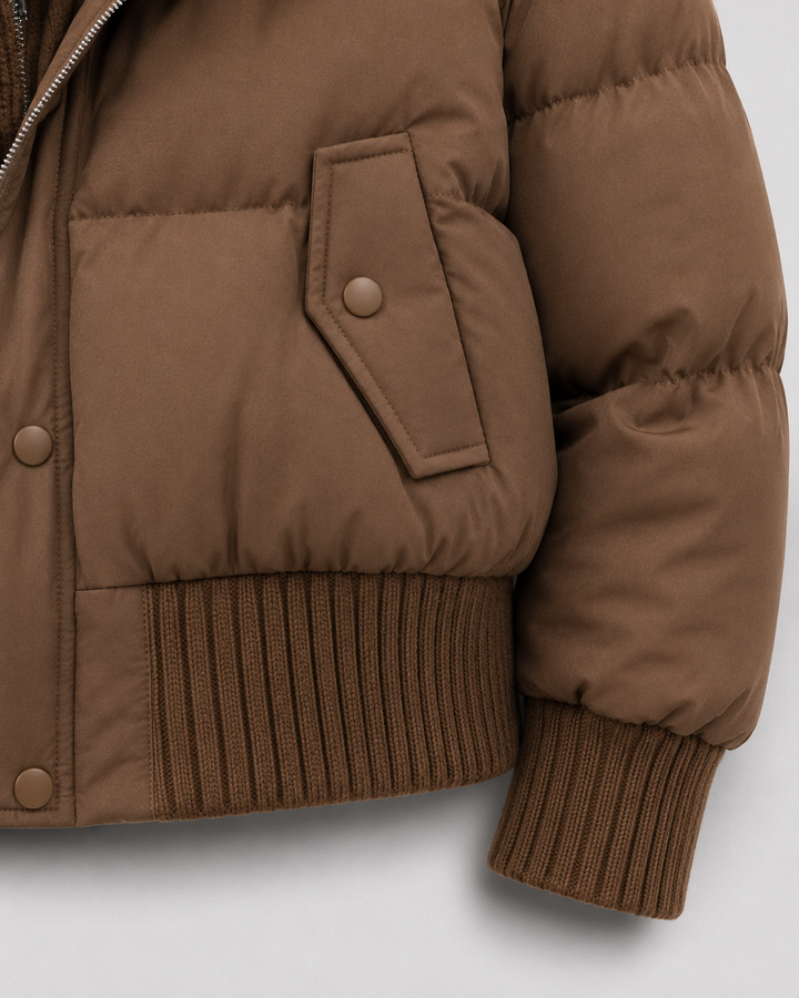 Veste Courte à Grand Col Texturé