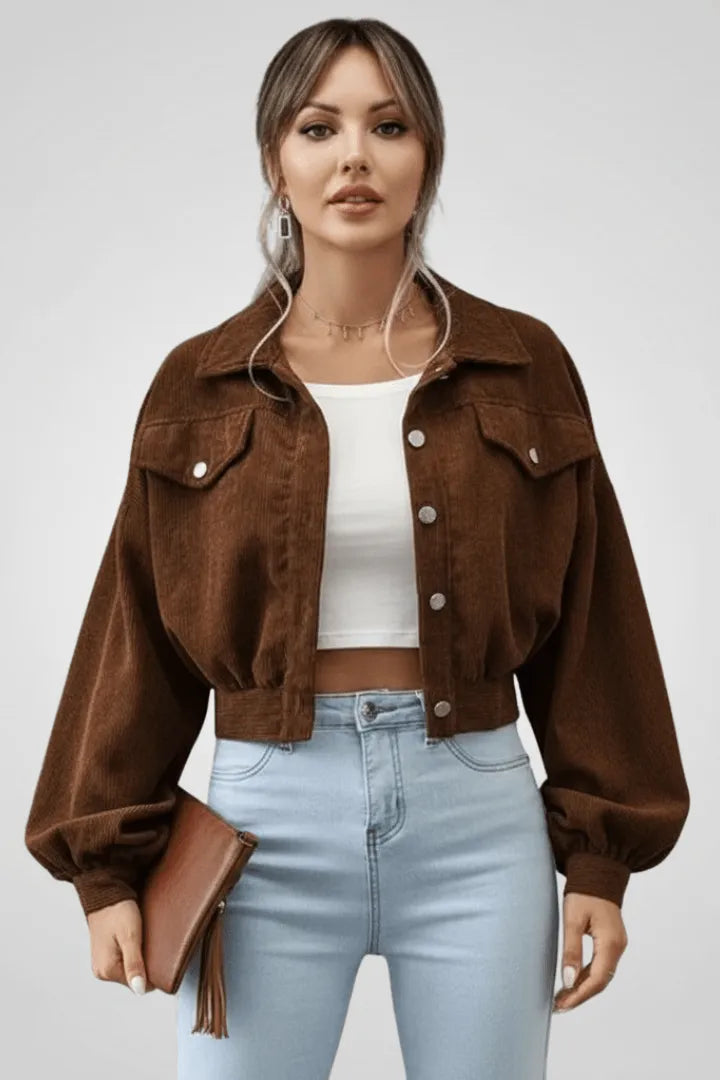 Veste Courte à Manches Ballon – Bruin