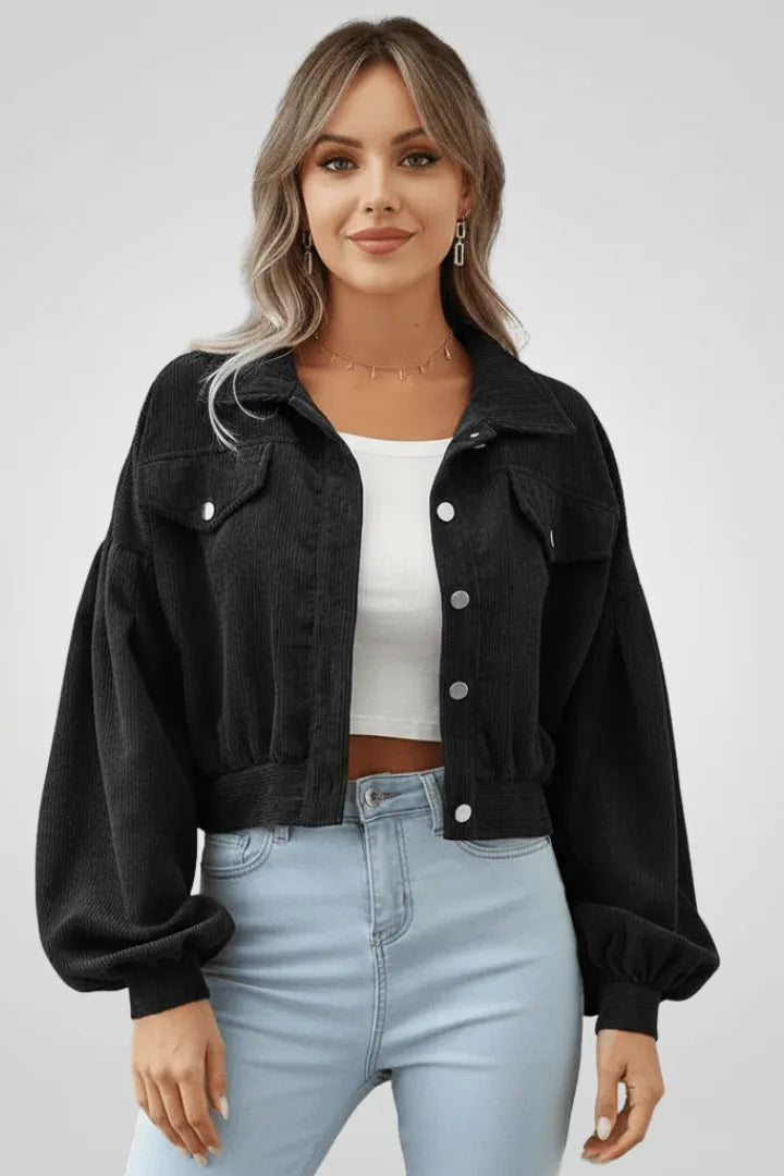 Veste Courte à Manches Ballon – Zwart