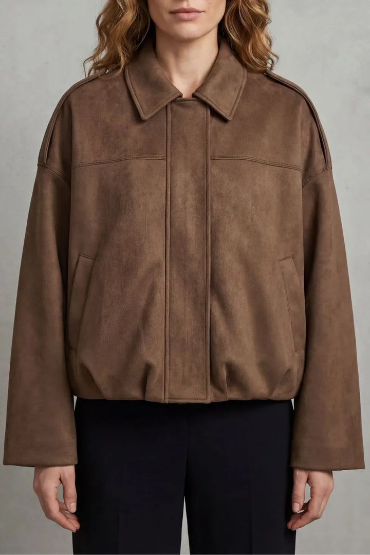 Veste Courte à Volume Sculpté – Marron