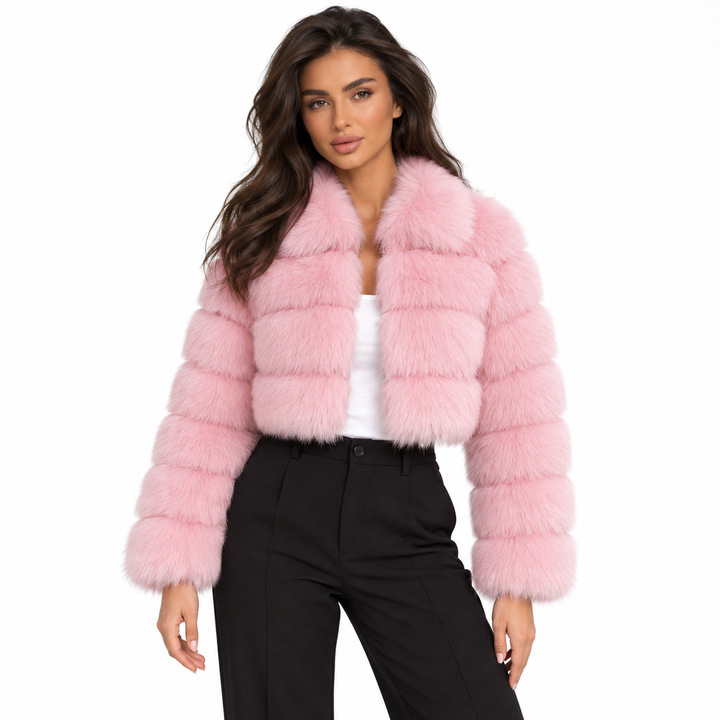 Veste Courte au Volume Glamour – Rose