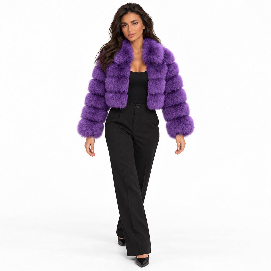 Veste Courte au Volume Glamour – Violet