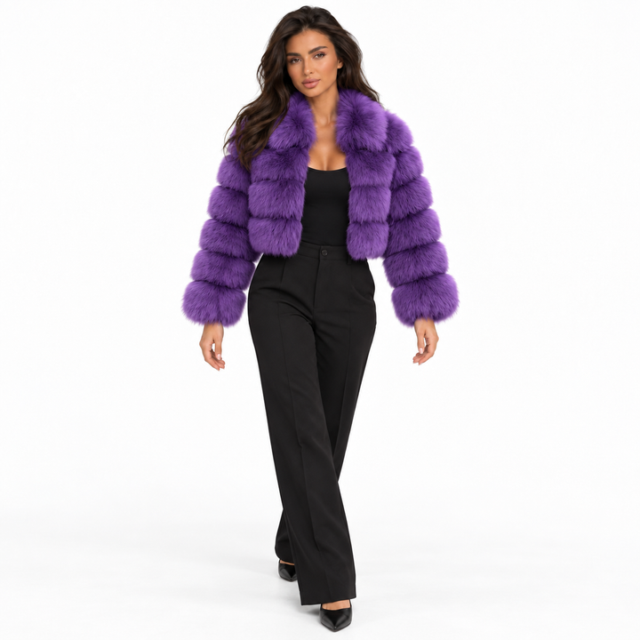 Veste Courte au Volume Glamour – Violet