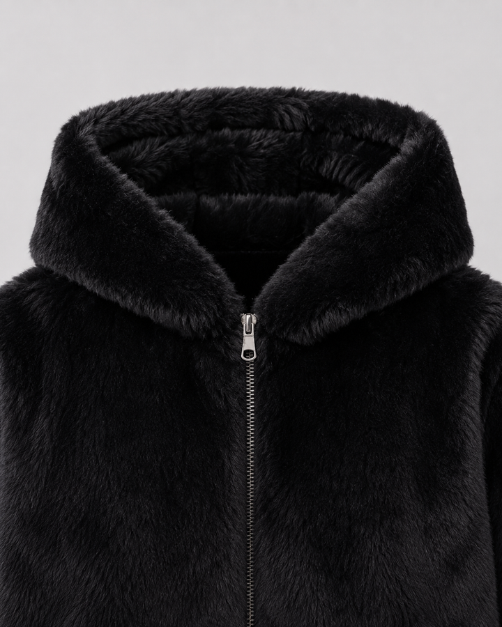 Veste Courte Enveloppante à Capuche