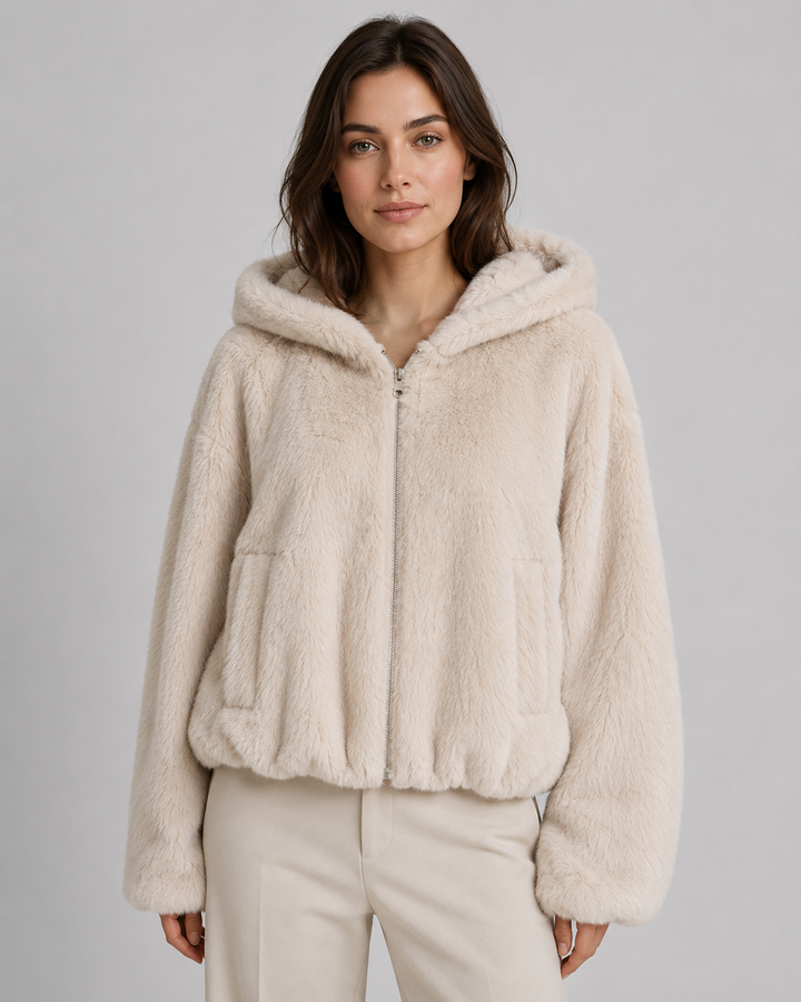 Veste Courte Enveloppante à Capuche