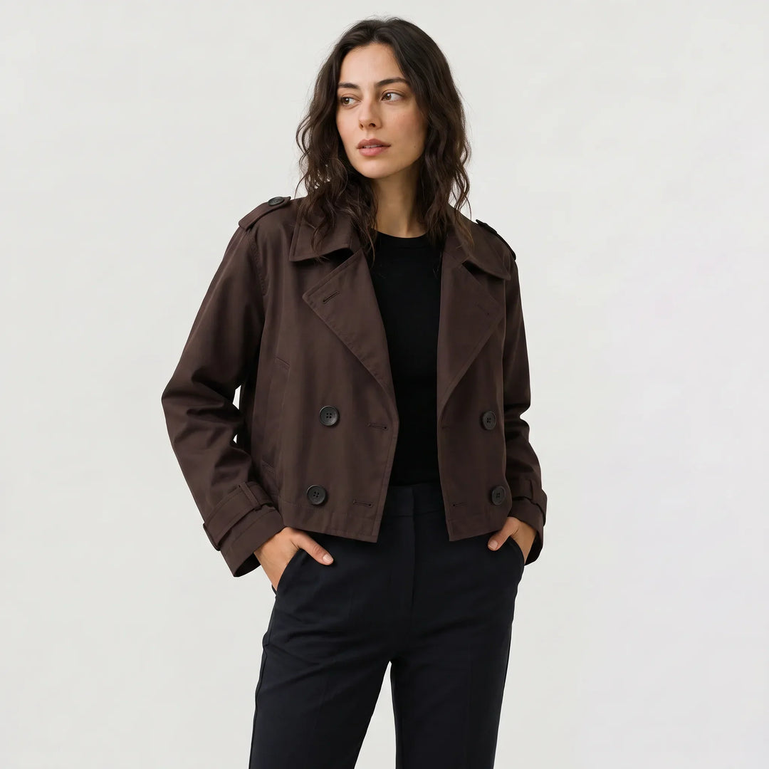 Veste courte style trench – Marron