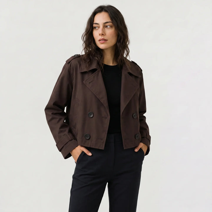 Veste courte style trench – Marron