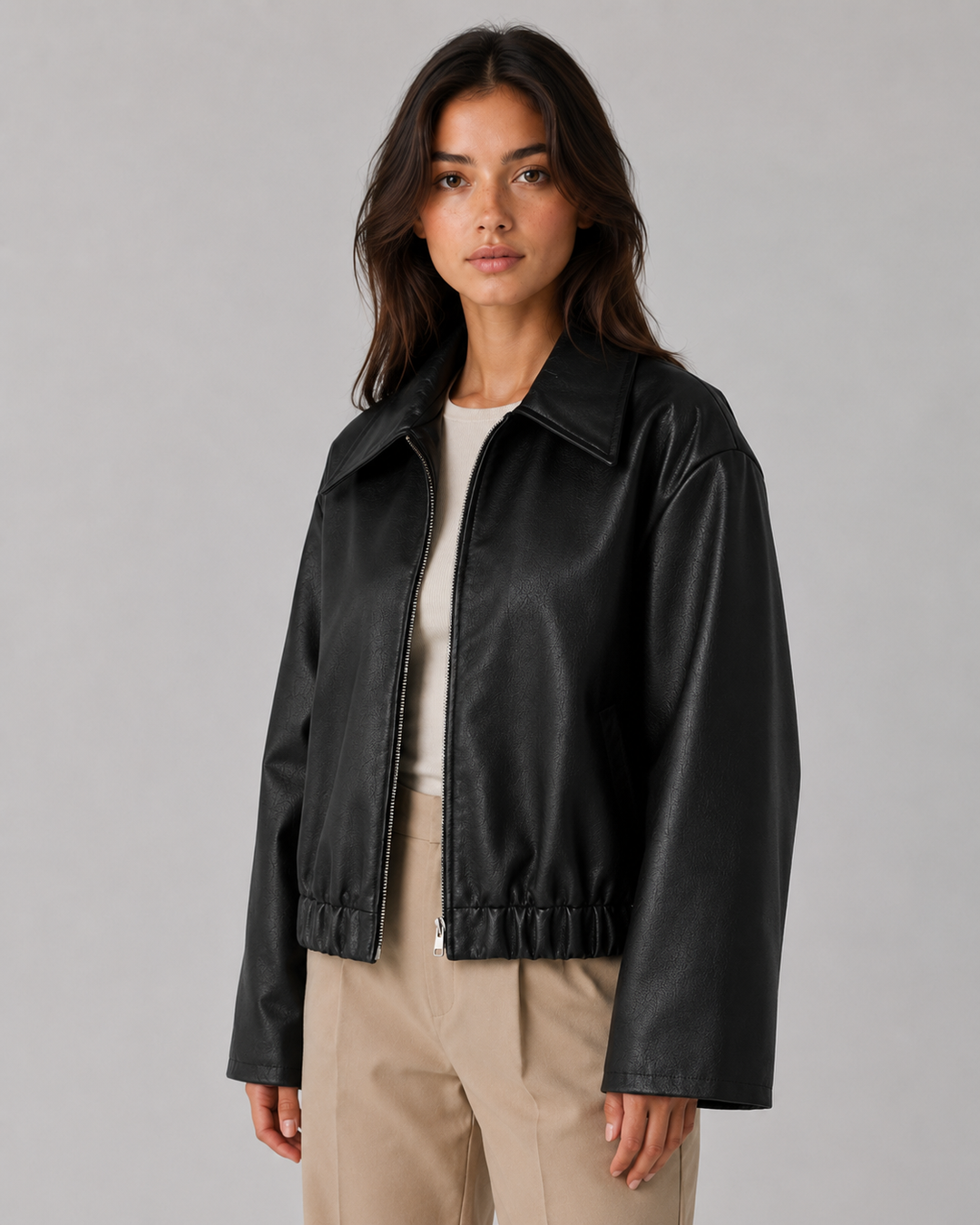 Veste Courte Zippée Décontractée