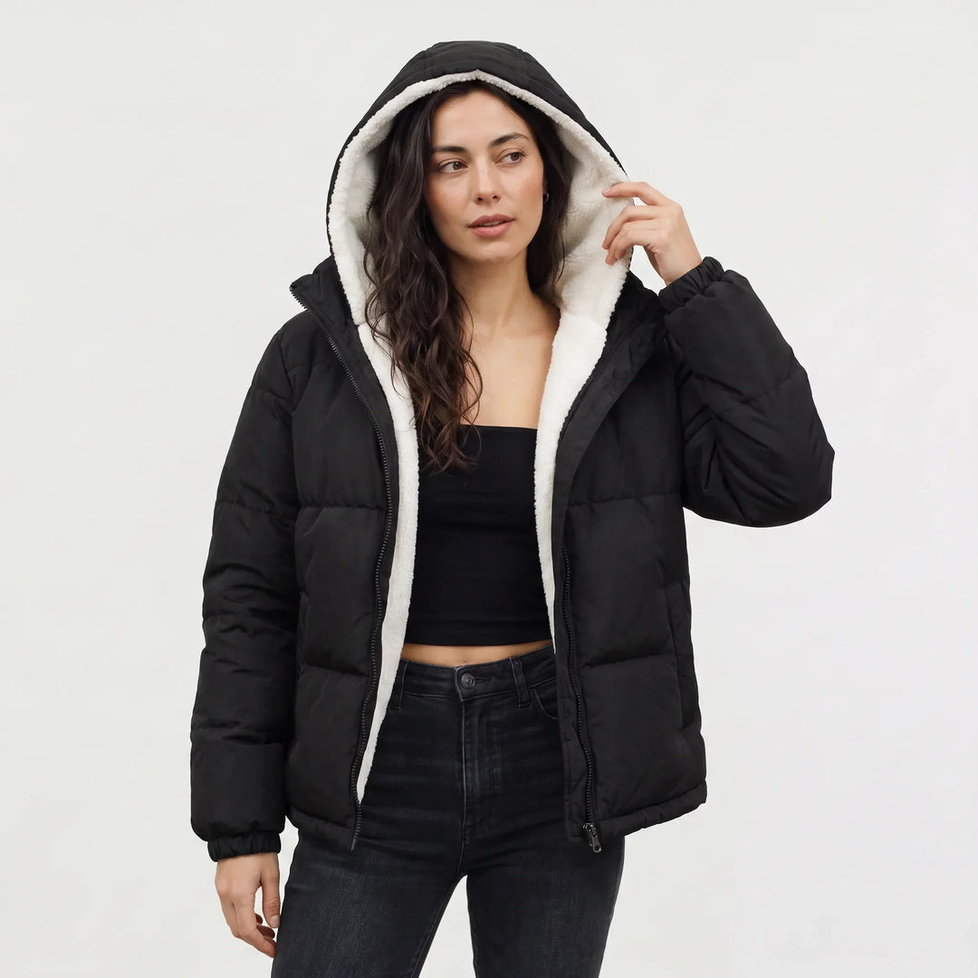 Veste d'Hiver à Capuche Douillette – Noir