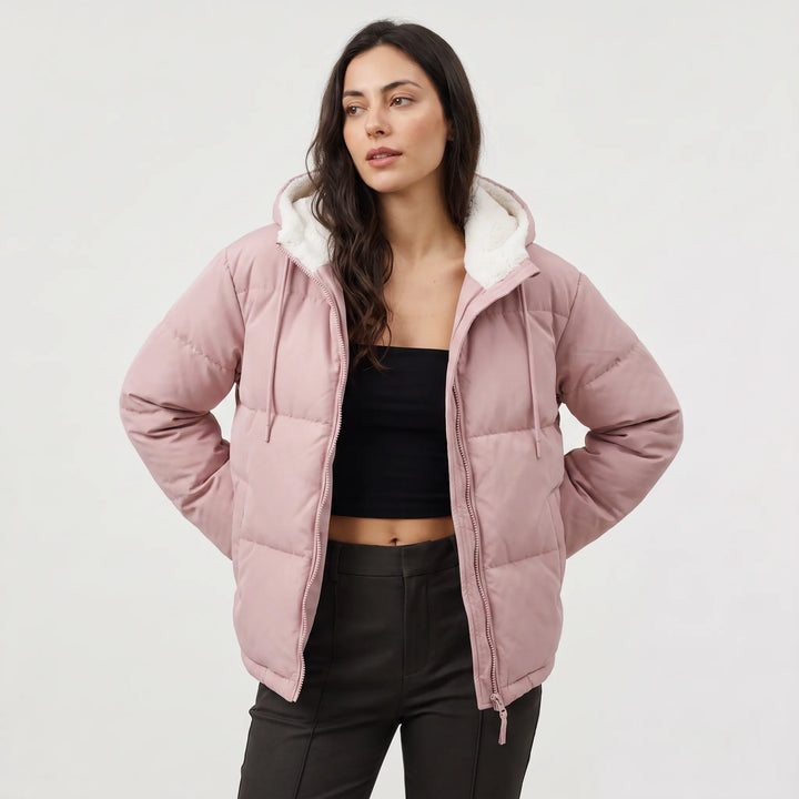 Veste d'Hiver à Capuche Douillette – Rose