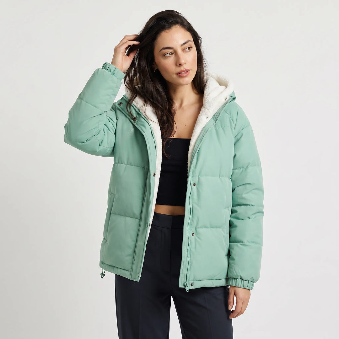 Veste d'Hiver à Capuche Douillette – Vert